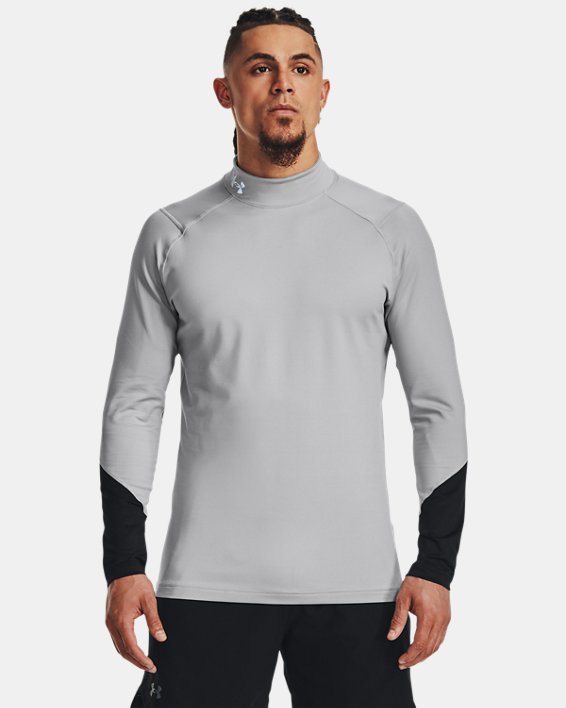 Men's ColdGear® Infrared Mock Long Sleeve, Gray, pdpMainDesktop image number 0